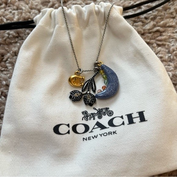 Coach Jet Flower Charm Necklace - Picture 2 of 4
